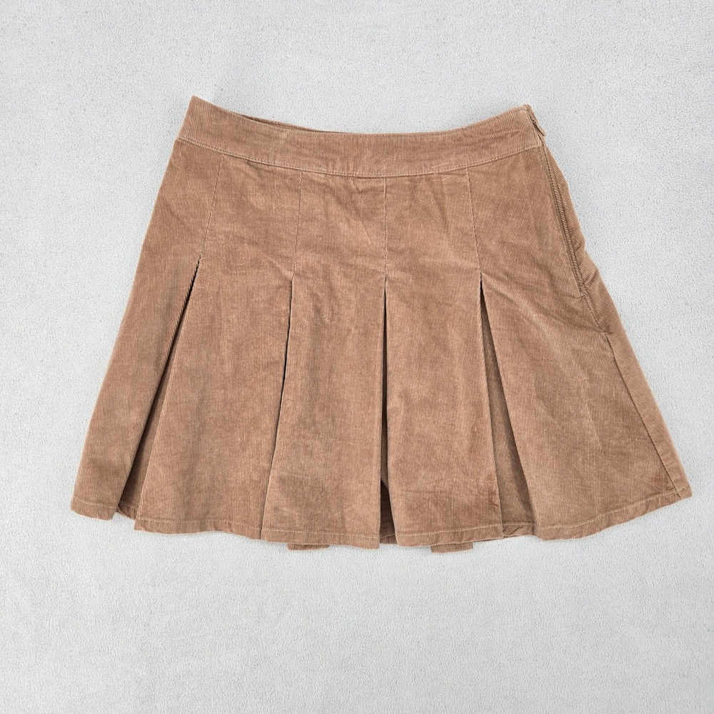 Hollister Womens SMALL Corduroy Pleated Mini Skirt Preppy Academia Tan